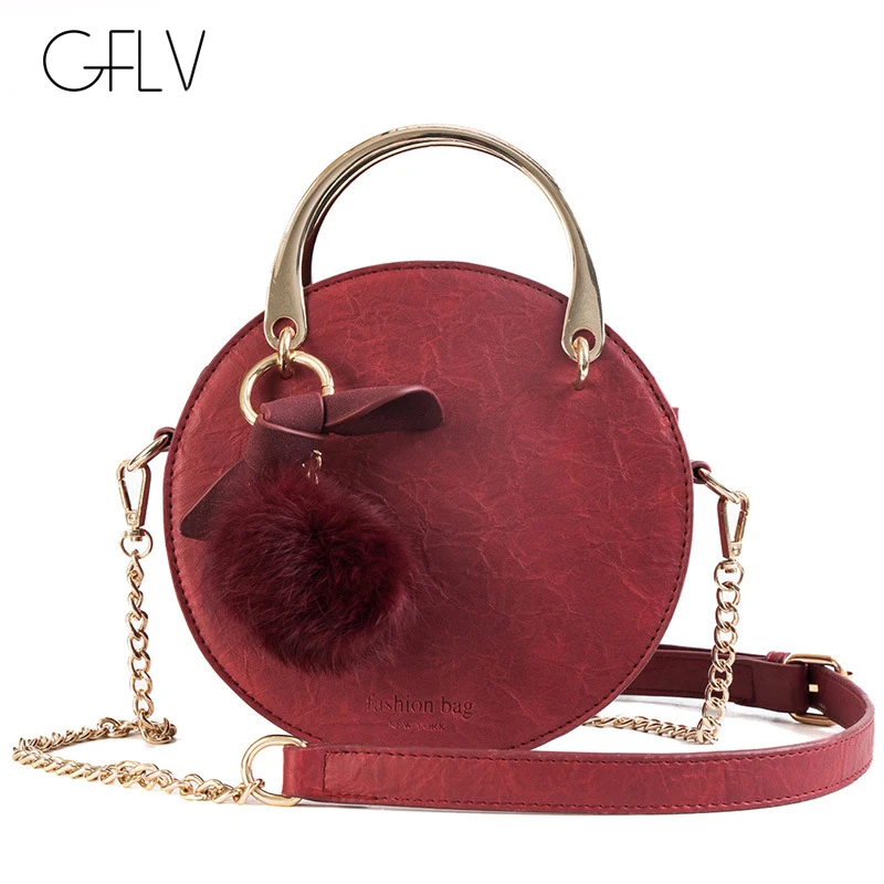 GFLV Brand Vintage Burst crack Leather Round Bags Women Sweet Bow Hairball Pendant Metal Wristband Handbags Adjustable Chain Bag
GFLV Brand Vintage Burst crack Leather Round Bags Women Sweet Bow Hairball Pendant Metal Wristband Handbags Adjustable Chain Bag