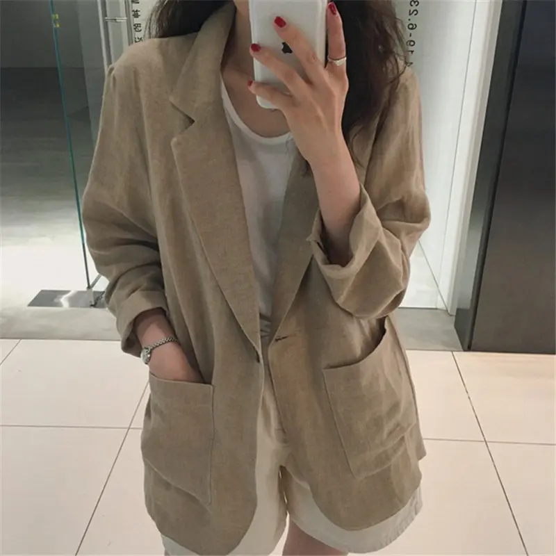HziriP Retro Light Brown Notched Linen 2019 Summer Vintage Simple Full Sleeves OL Women Loose Office Ladies Fashion Free Blazer
HziriP Retro Light Brown Notched Linen 2019 Summer Vintage Simple Full Sleeves OL Women Loose Office Ladies Fashion Free Blazer
