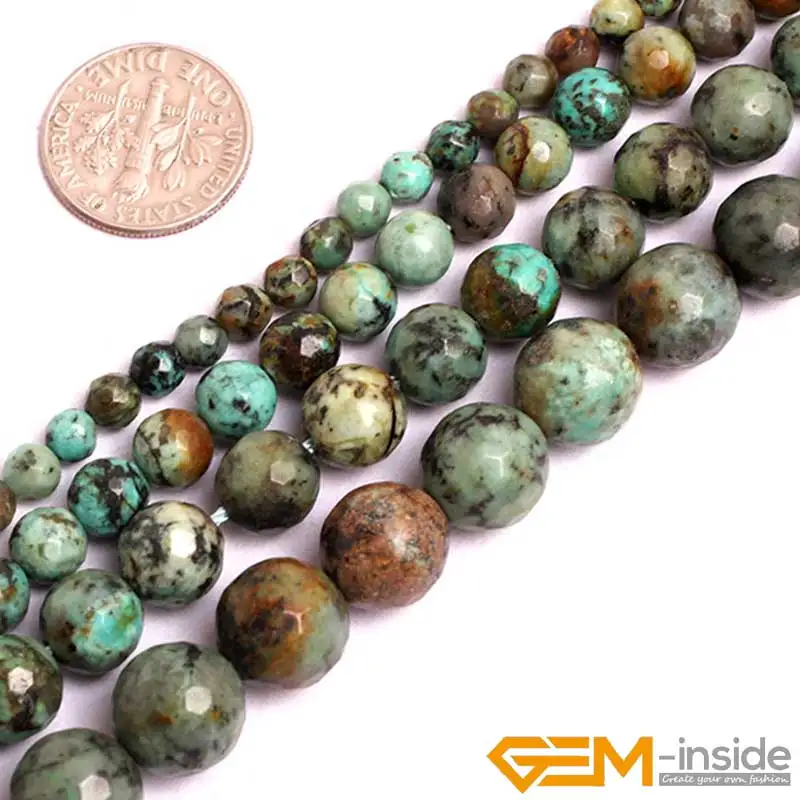 

Natural Stone Beads Africa Turquoises Faceted Round Beads For Jewelry Making 15 inch DIY Loose Bead For Bracelet Necklace