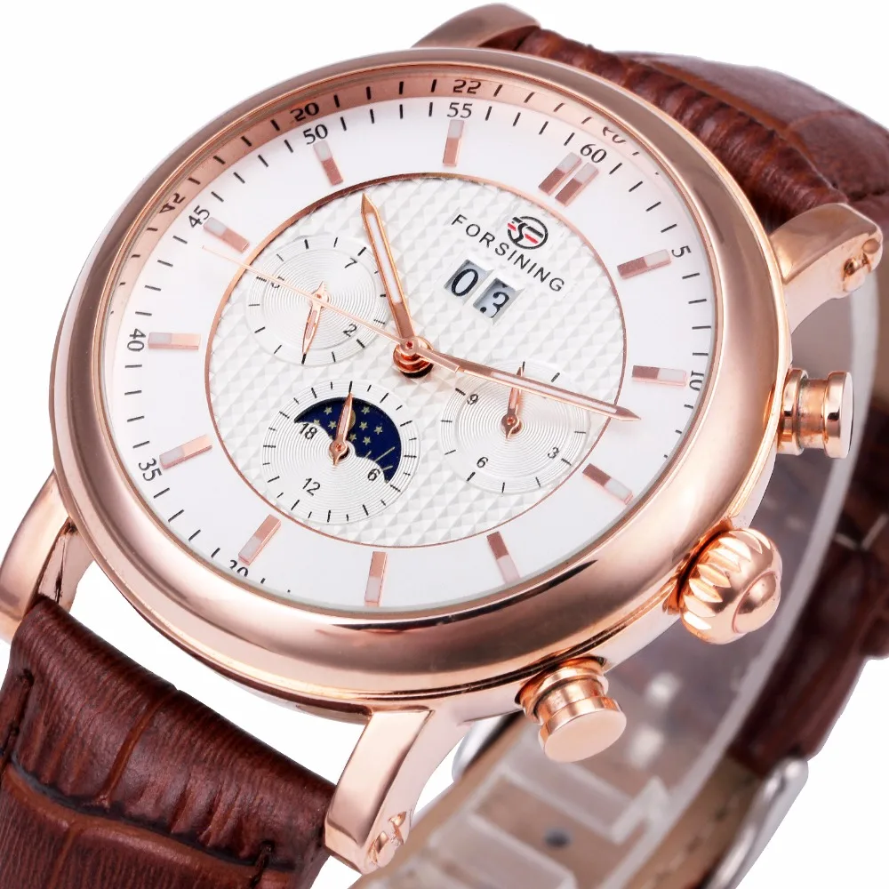 WINNER Men Watches Fashion Automatic Mechanical Wristwatch Genuine Leather Strap Imported Movement Multi-function Calendar
WINNER Men Watches Fashion Automatic Mechanical Wristwatch Genuine Leather Strap Imported Movement Multi-function Calendar