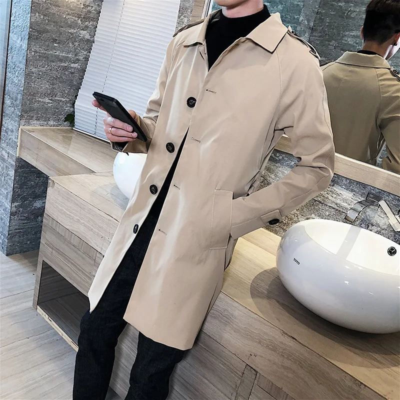 Autumn 2018 new windbreaker men's long section Slim Korean version of the handsome tide fashion lapel British casual jacket
Autumn 2018 new windbreaker men's long section Slim Korean version of the handsome tide fashion lapel British casual jacket
