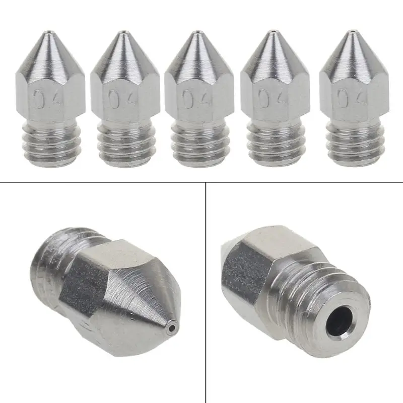 5PCS MK8 Nozzle 0.4mm M6 Threaded Stainless Steel for 1.75mm Filament 3D Printer Extruder Print Head
5PCS MK8 Nozzle 0.4mm M6 Threaded Stainless Steel for 1.75mm Filament 3D Printer Extruder Print Head