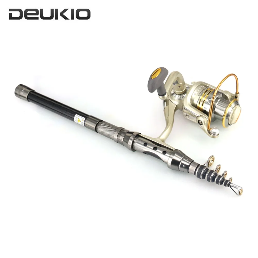 Carbon Fiber Telescopic Fishing Rod Combo Kit Pole Spinning Reel Set Sea Pesca Tackle Tool 1.5/1.8/2.1/2.4m | Спорт и развлечения