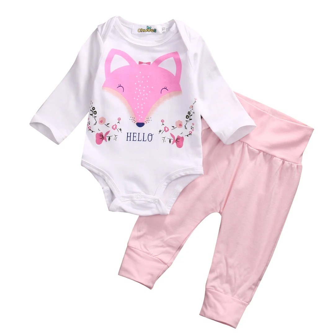 2pcs!!Newborn Infant Baby Girls Fox Long Sleeve Romper Tops+Leggings Pants Pink 2Pcs Outfit Clothes Set 
2pcs!!Newborn Infant Baby Girls Fox Long Sleeve Romper Tops+Leggings Pants Pink 2Pcs Outfit Clothes Set