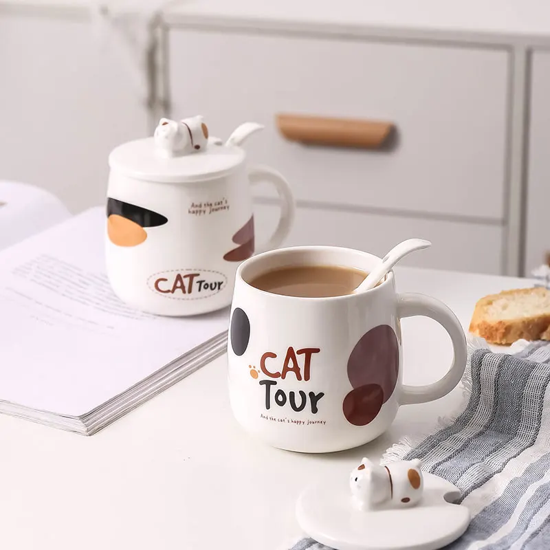 Cute Cat Ceramics Coffee Mug With Ceramic lid and spoon Animal Mugs creative Drinkware Coffee Tea Cups Novelty Gifts milk cup
Cute Cat Ceramics Coffee Mug With Ceramic lid and spoon Animal Mugs creative Drinkware Coffee Tea Cups Novelty Gifts milk cup