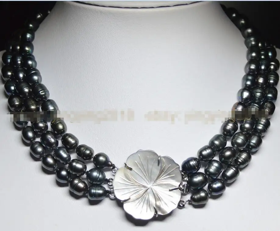 Hot sell Noble- FREE SHIPPING>>>@@ Hot sale new Style >>>>>NATURAL 3 ROWS 9-10MM BLACK TAHITIAN CULTURED PEARL JEWELRY NECKLACE
Hot sell Noble- FREE SHIPPING>>>@@ Hot sale new Style >>>>>NATURAL 3 ROWS 9-10MM BLACK TAHITIAN CULTURED PEARL JEWELRY NECKLACE
