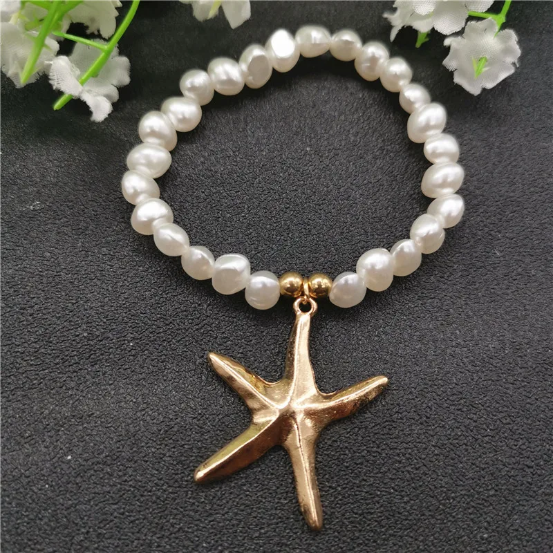 2019 New Fashion Gold Color Starfish Charm Bracelet for Women Baroque Imitation Pearls Bead Bracelet Beach Jewelry
2019 New Fashion Gold Color Starfish Charm Bracelet for Women Baroque Imitation Pearls Bead Bracelet Beach Jewelry