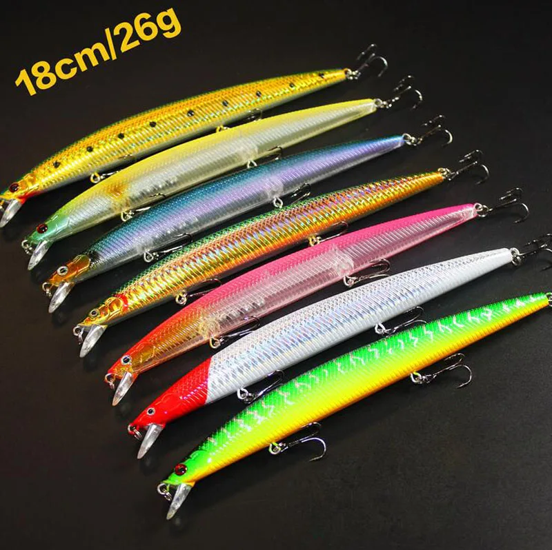 7Pcs Big Size Minnow Fishing Bait 18cm 26g Minnow Lure with 3 Treble Hooks Swimbait Fish Bait Sea Fishing Lure
7Pcs Big Size Minnow Fishing Bait 18cm 26g Minnow Lure with 3 Treble Hooks Swimbait Fish Bait Sea Fishing Lure