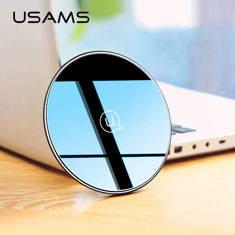 USAMS Qi PC СТЕКЛО Беспроводное зарядное устройство 10 Вт Быстрая зарядка для Samsung Galaxy