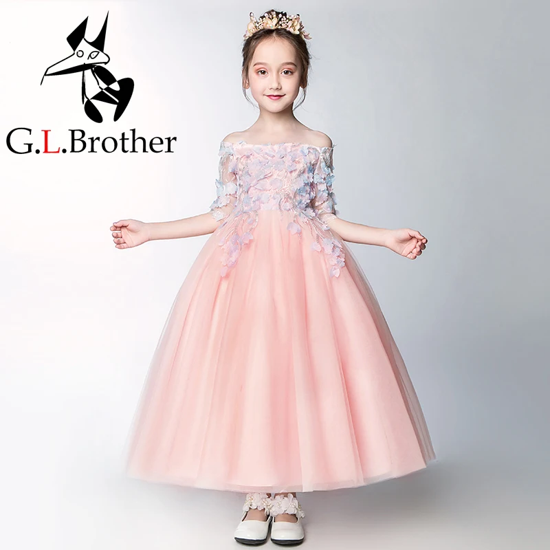 Pink Holy Communion Dress For Kids Girls Birthday Evening Party Gowns Shoulderless Floral Flower Girl Dresses For Wedding B192 
Pink Holy Communion Dress For Kids Girls Birthday Evening Party Gowns Shoulderless Floral Flower Girl Dresses For Wedding B192