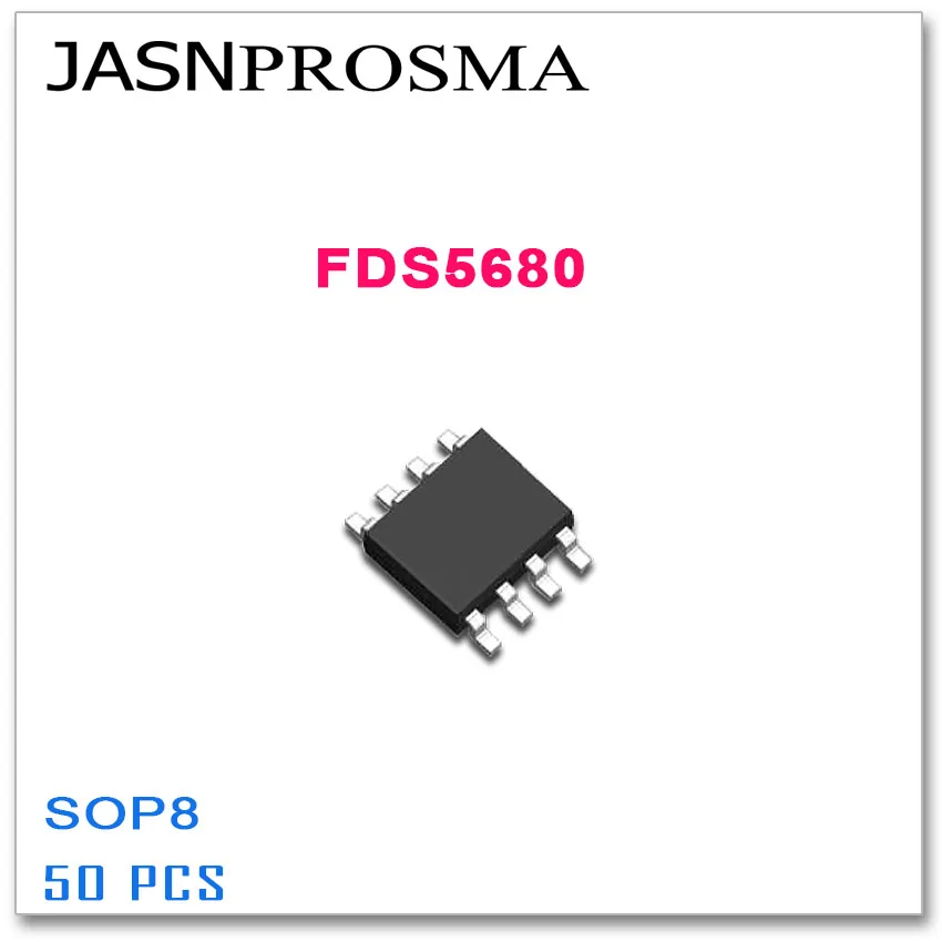 Jasnprosma FDS5680 SOP8 50 шт в наборе 60 V 8A N-Channel 5680 высокое качество обороны и безопасности |