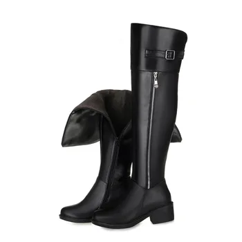 Plus size 35-43 Hot sale pu+genuine leather boots buckle zipper square heel autumn winter knee high boots fashion ladies shoes
Plus size 35-43 Hot sale pu+genuine leather boots buckle zipper square heel autumn winter knee high boots fashion ladies shoes