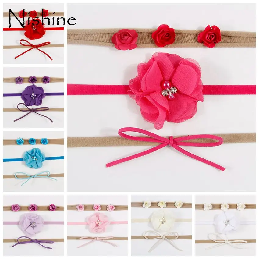 NISHINE 3pcs/lot Newborn Headband Skinny Soft Nylon Headband Chiffon Rose Flower DIY Bow Baby Girl Headband Set Christmas Gift
NISHINE 3pcs/lot Newborn Headband Skinny Soft Nylon Headband Chiffon Rose Flower DIY Bow Baby Girl Headband Set Christmas Gift