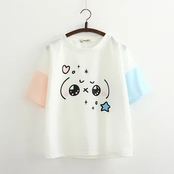 Star glasses round collar loose short-sleeved T-shirt girl Summer new style Japanese small fresh schoolgirl hoody clothes c0906
Star glasses round collar loose short-sleeved T-shirt girl Summer new style Japanese small fresh schoolgirl hoody clothes c0906