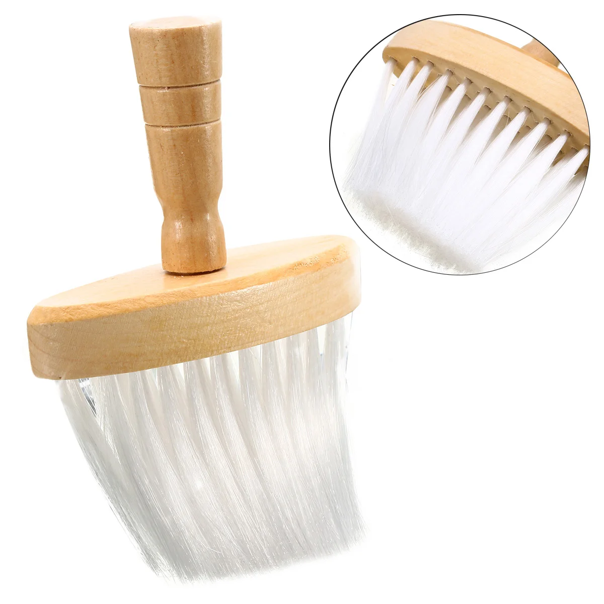 Mayitr 1pc Wide Soft Neck Duster Wooden Handle Hairdressing Hair Cutting Brush For Salon Barber Hairdresser Styling Tools
