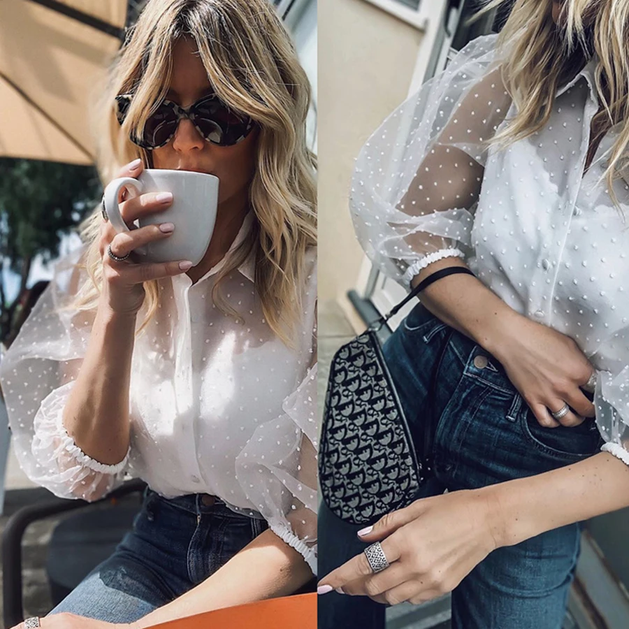 2019 summer new women's shirt fashion casual sleeves mesh shirt sexy hollow ladies shirt shirt
2019 summer new women's shirt fashion casual sleeves mesh shirt sexy hollow ladies shirt shirt