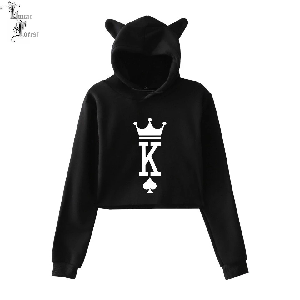 Kawaii Cute KING QUEEN Long Sleeve Cropped Hoodies Sweatshirt Women Cat Hooded Pullover Crop Tops hoodie
Kawaii Cute KING QUEEN Long Sleeve Cropped Hoodies Sweatshirt Women Cat Hooded Pullover Crop Tops hoodie