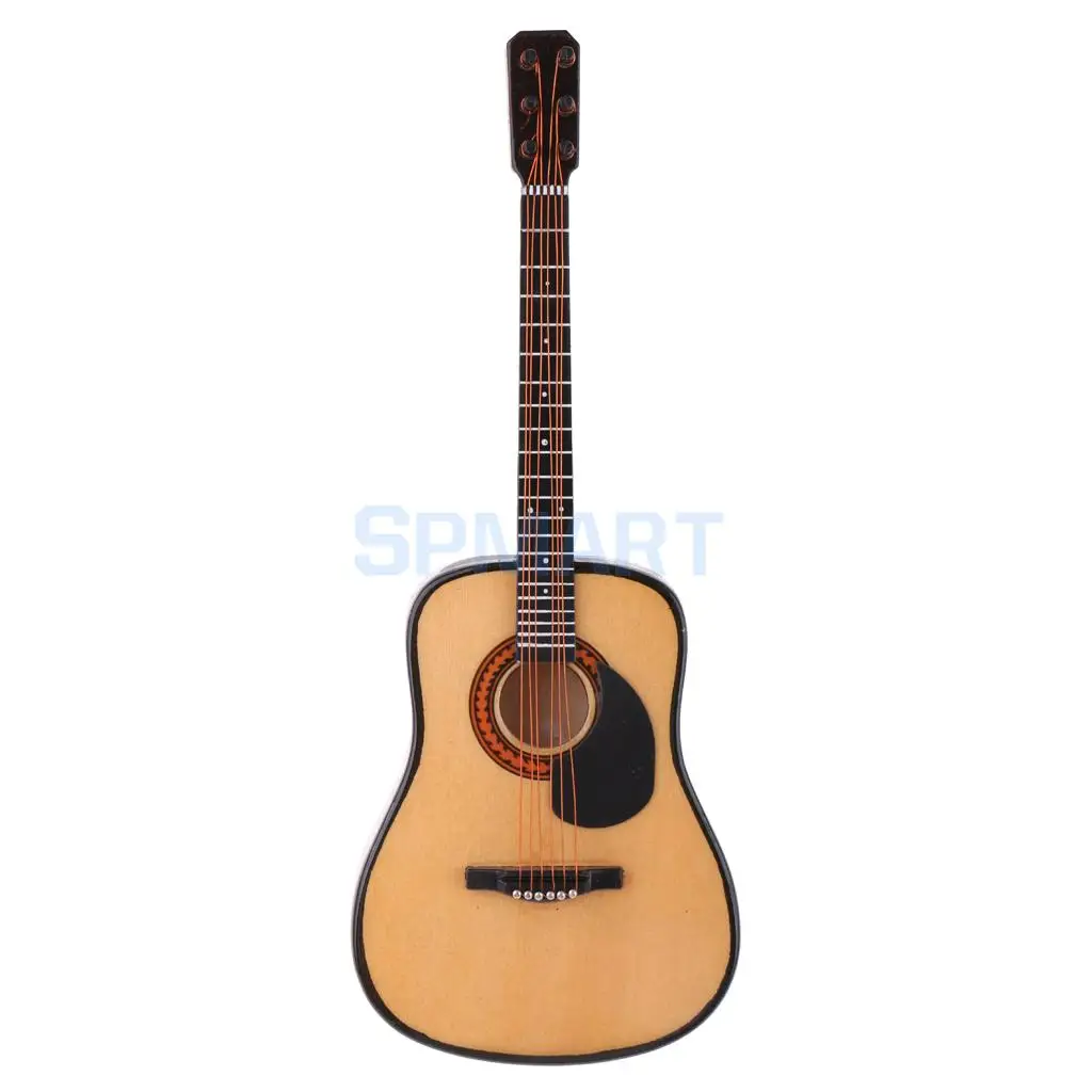 Mini Wood Guitar & Electric Guitar Model with Box Stand for 1/6 Action Figures 12inch Dolls Accessories Musical Instrument Decor