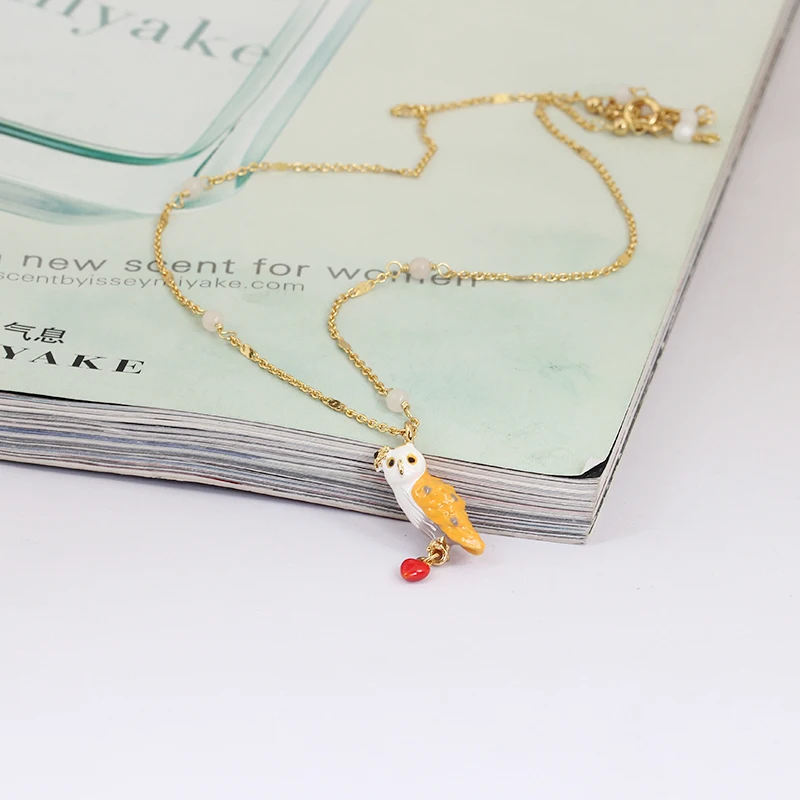 France New Arrivals Enamel Snow Owl Crystal Glaze Red Heart Owl Necklace Clavicle Gold Really Plated Chain Jewelry
France New Arrivals Enamel Snow Owl Crystal Glaze Red Heart Owl Necklace Clavicle Gold Really Plated Chain Jewelry