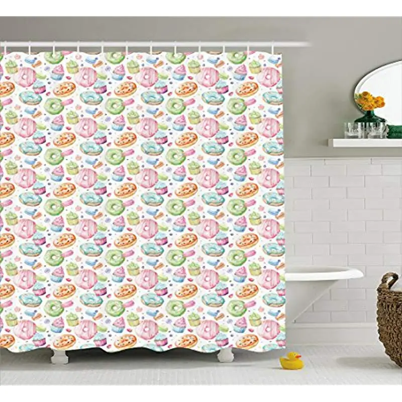 Vixm Colorful Shower Curtain Watercolor Sweets with Glazed Doughnut Macarons and Cupcakes with Frosting Fabric Bath Curtains
Vixm Colorful Shower Curtain Watercolor Sweets with Glazed Doughnut Macarons and Cupcakes with Frosting Fabric Bath Curtains