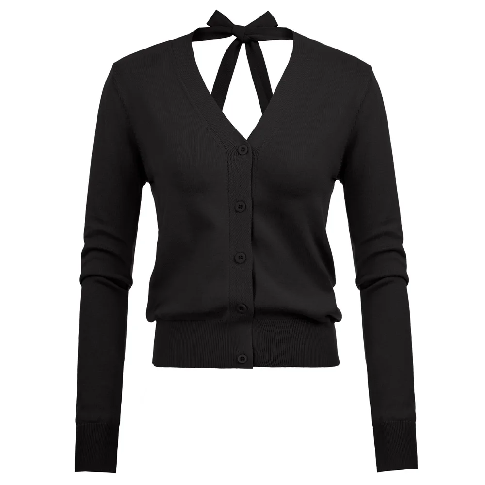 Casual Autumn Winter Cardigan V-back Womens Ladies V-neck Bow-knot Tops Button down Party Long sleeve New 2019 |