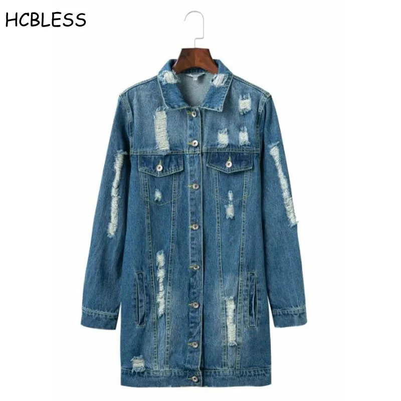 HCBLESS Модная Джинсовая куртка 2018 Новинка осени стиль Женская волосатая отверстие