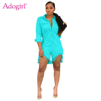 Adogirl Solid Colorful Jeans Overalls Casual Jumpsuit Buttons Pockets Long Sleeve Tassel Shorts Romper Women Fashion Playsuits
Adogirl Solid Colorful Jeans Overalls Casual Jumpsuit Buttons Pockets Long Sleeve Tassel Shorts Romper Women Fashion Playsuits