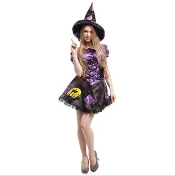 Halloween costume witch performance clothes purple black witch cosplay party dress up costume long skirt
Halloween costume witch performance clothes purple black witch cosplay party dress up costume long skirt