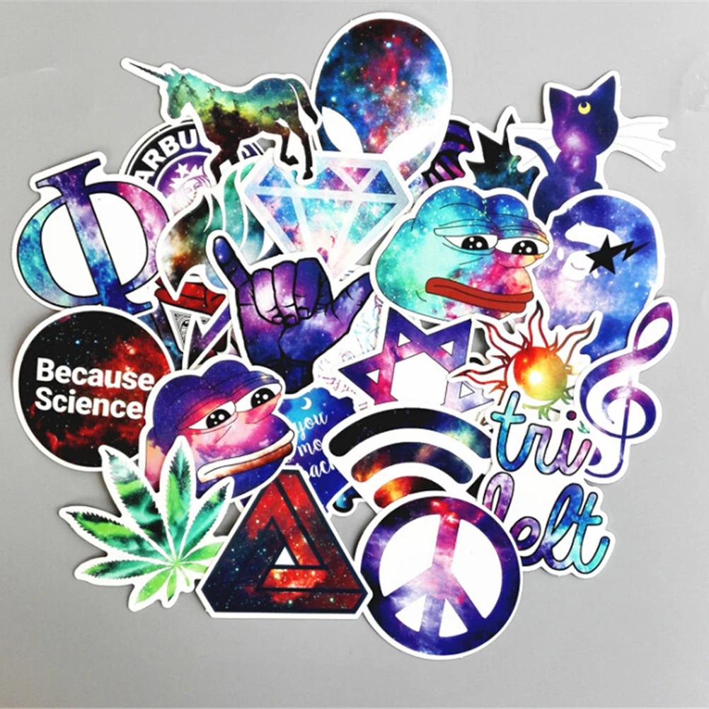 28Pcs/Lot Galaxy Color Waterproof Sticker For Car Laptop Trunk Skateboard Guitar Bicycle Decal Car-Styling Toy Stickers
28Pcs/Lot Galaxy Color Waterproof Sticker For Car Laptop Trunk Skateboard Guitar Bicycle Decal Car-Styling Toy Stickers