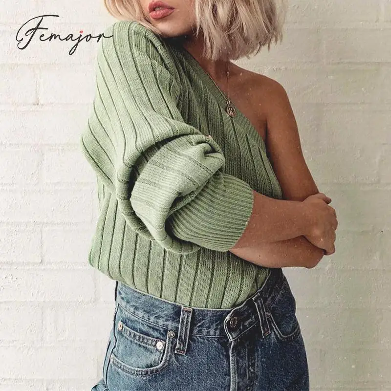 Femajor Fashion One Shoulder Pit sweater Women 2019 Autumn Winter Long Sleeves Knitted Tops Mujer Chic High Street Green Jumpers
Femajor Fashion One Shoulder Pit sweater Women 2019 Autumn Winter Long Sleeves Knitted Tops Mujer Chic High Street Green Jumpers