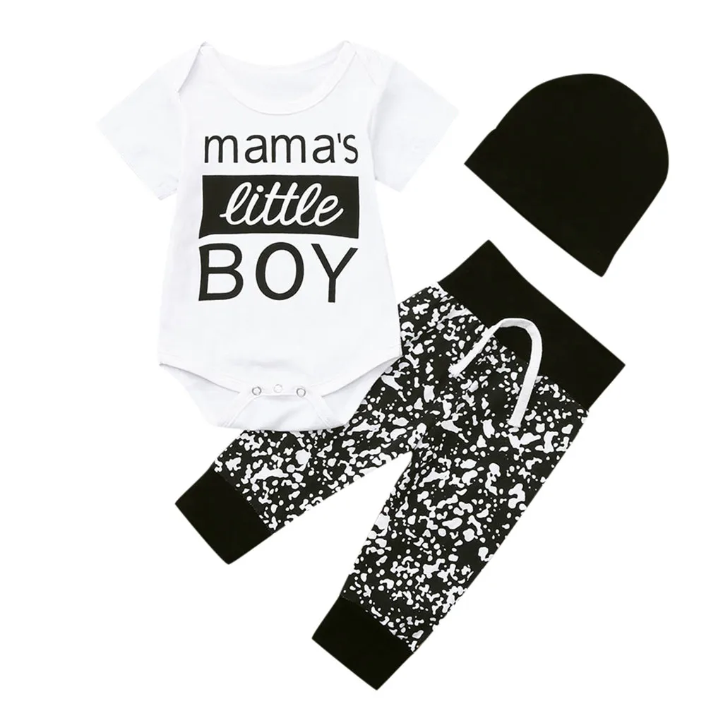 SZYADEOU Summer Newborn Kid Baby Boy 3PCs Clothes Letter Romper Bodysuit Pants Hat Outfits Set Baby jongens шорты детские L4
SZYADEOU Summer Newborn Kid Baby Boy 3PCs Clothes Letter Romper Bodysuit Pants Hat Outfits Set Baby jongens шорты детские L4