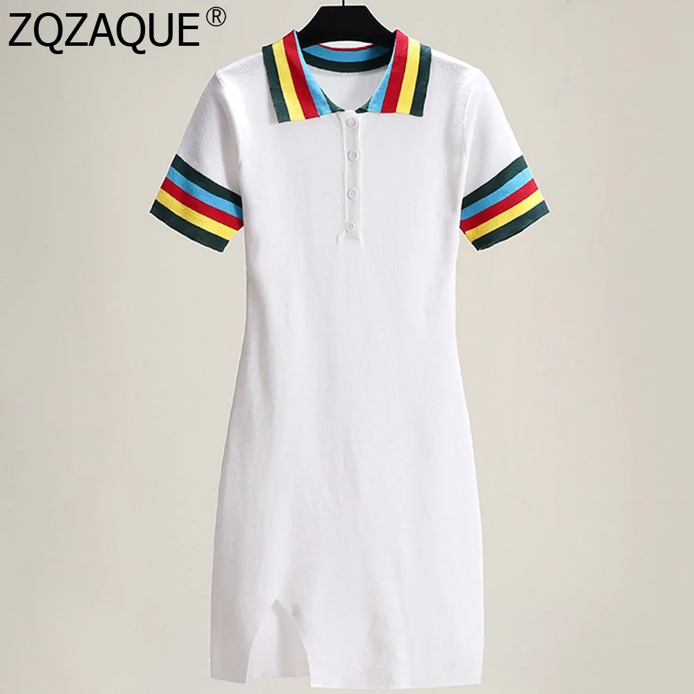 2019 Fresh Sweet Style Girls Nice One-piece Dress Colorful Striped Turn-down Collar Womens Summer KNIT Dress Good Quality SY1998
2019 Fresh Sweet Style Girls Nice One-piece Dress Colorful Striped Turn-down Collar Womens Summer KNIT Dress Good Quality SY1998
