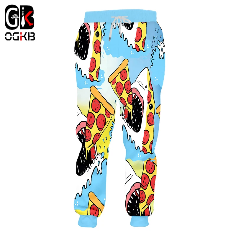 

OGKB Unisex Hiphop Casual Sweat Pants New Harajuku Women/men Funny Print Shark Eat Pizza 3d Haren Joggeers Pants Sweatpants 5XL