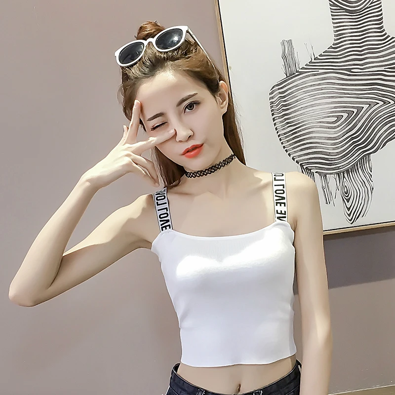 2019 Letter shoulder strap vest female tight sexy dew navel knit strap short section anti-lighting wrapped chest top summer wear
2019 Letter shoulder strap vest female tight sexy dew navel knit strap short section anti-lighting wrapped chest top summer wear