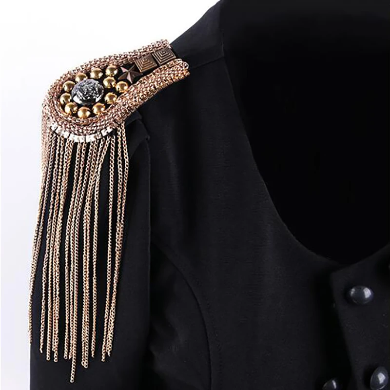 

Tassel Epaulette Stage Performance Clothing Accessories Brooch Fashion Nightclub Punk Men And Women Metal Tassel Badges