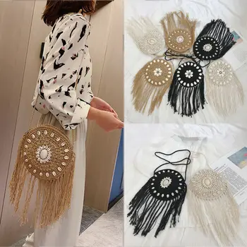 2019 Newest Fashion Hand Woven Rattan Straw For Women Bali Tassel bag Round Retro Beach Zipper Bag
2019 Newest Fashion Hand Woven Rattan Straw For Women Bali Tassel bag Round Retro Beach Zipper Bag