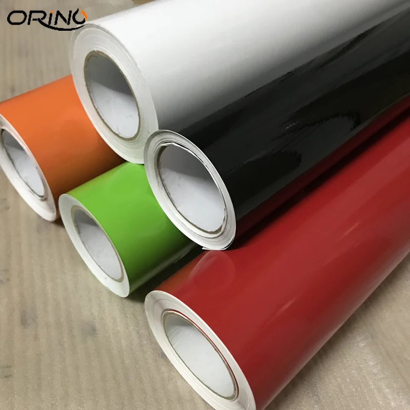 

10 Colors Glossy Car Sticker Decal PVC Adhesive Gloss Vinyl Film Vehicle Motorbike Car Wrap Film Covering ORINO WRAPS