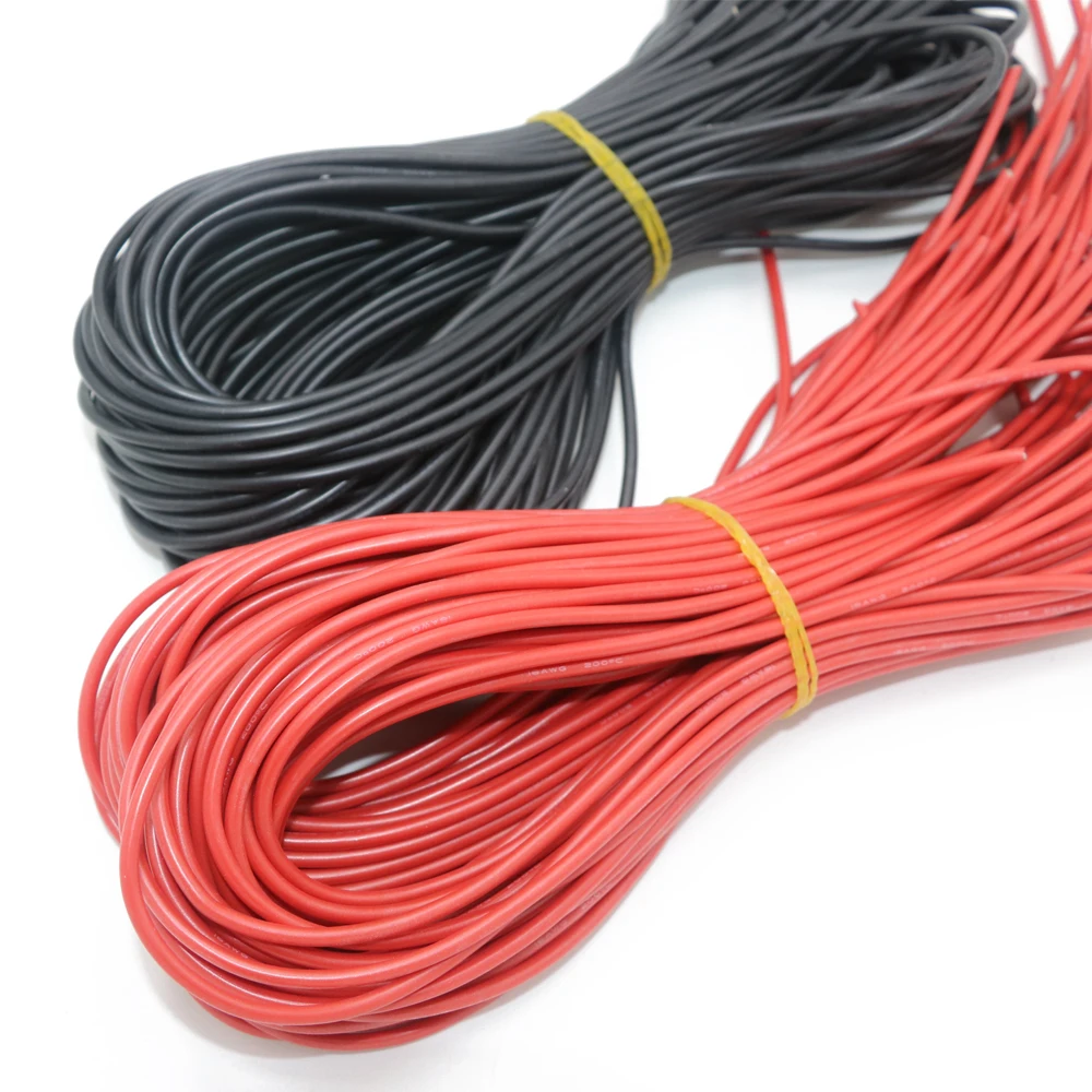 10 м/лот высококачественный силиконовый провод 12 14 16 18 20 22 24 26 AWG 5 м красный и черный