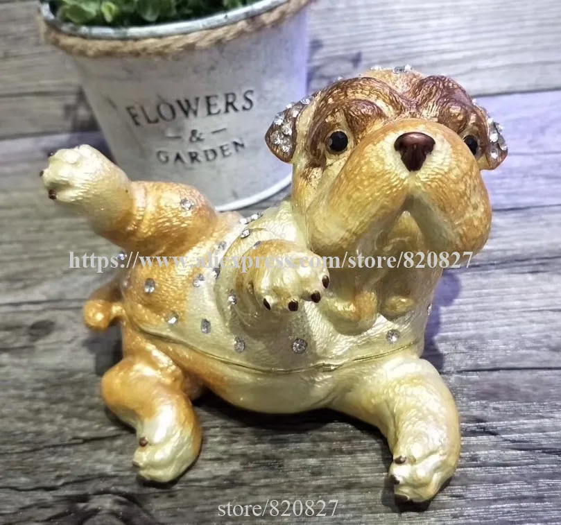 Enameled Dog Trinket Box Hand Painted Collectables Gifts Pug Crystal Bejeweled Necklace Jewelry Trinket Storage Box
Enameled Dog Trinket Box Hand Painted Collectables Gifts Pug Crystal Bejeweled Necklace Jewelry Trinket Storage Box