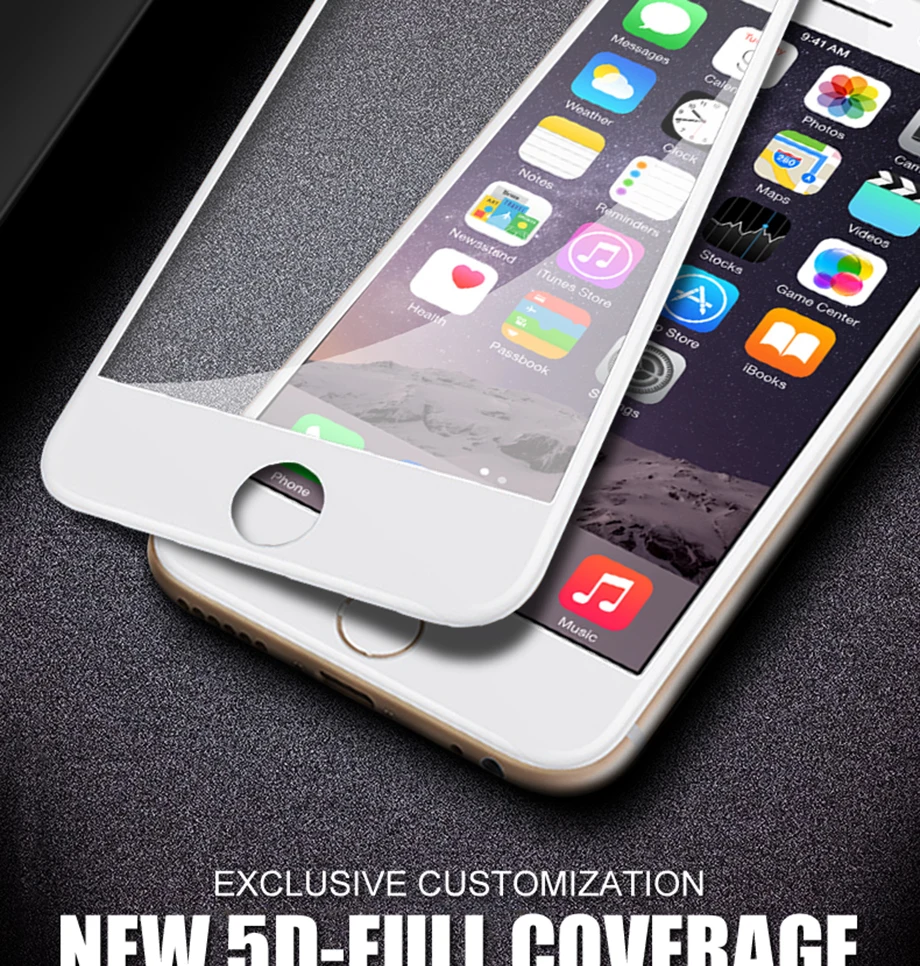 1-PC-5D Glass on the for iPhone 6 7 Tempered Glass For iPhone X 7 8 Plus Screen Protective Film