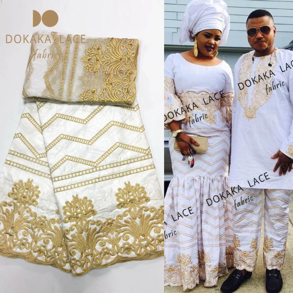 Classic Style Gold Line Embroidered Bazin Riche Lace Fabric With Blouse Beaded Design White Color Basin Wedding Cotton Material
Classic Style Gold Line Embroidered Bazin Riche Lace Fabric With Blouse Beaded Design White Color Basin Wedding Cotton Material