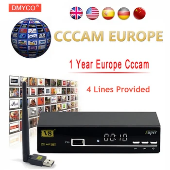 FREE SAT 1 Year Europe Server HD Freesat V8 Super DVB-S2 Satellite Receiver Full