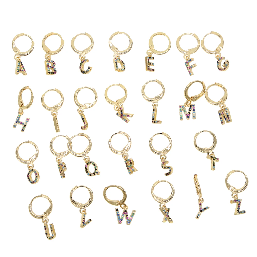 Cheaper Wholesale 26 Initial customize letter personalized jewelry colorful cz paved letter Alphabet drop earring Gold color
Cheaper Wholesale 26 Initial customize letter personalized jewelry colorful cz paved letter Alphabet drop earring Gold color