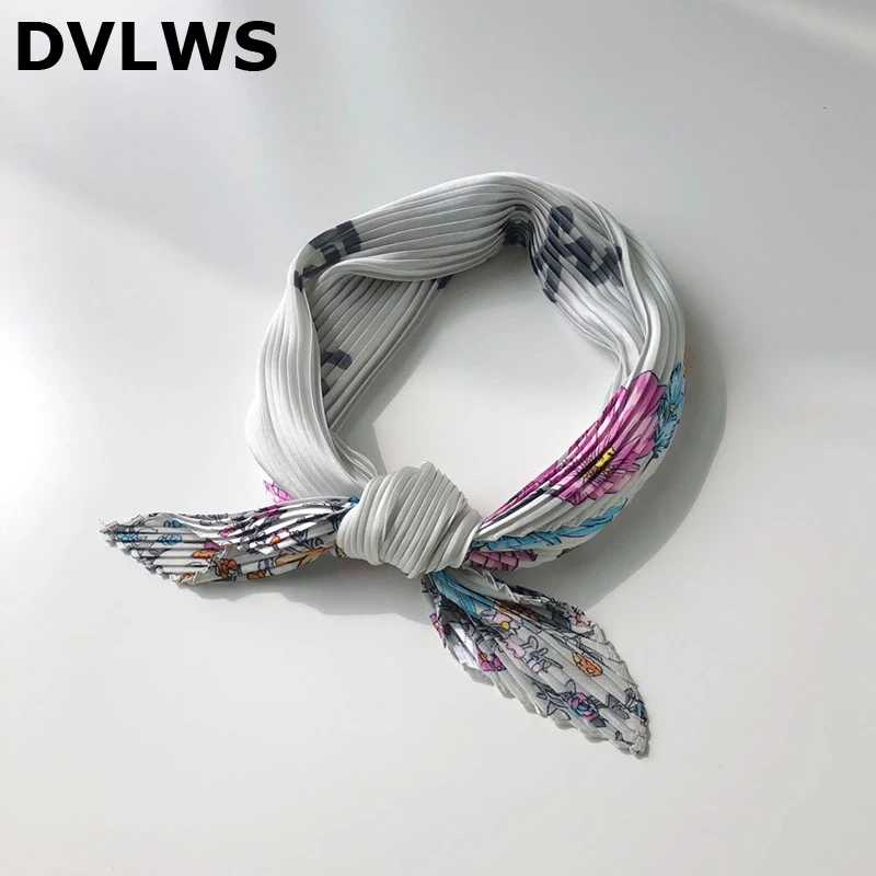 DVLWS оптовая продажа Шелковый женский плиссированный шарф маленький квадратный с