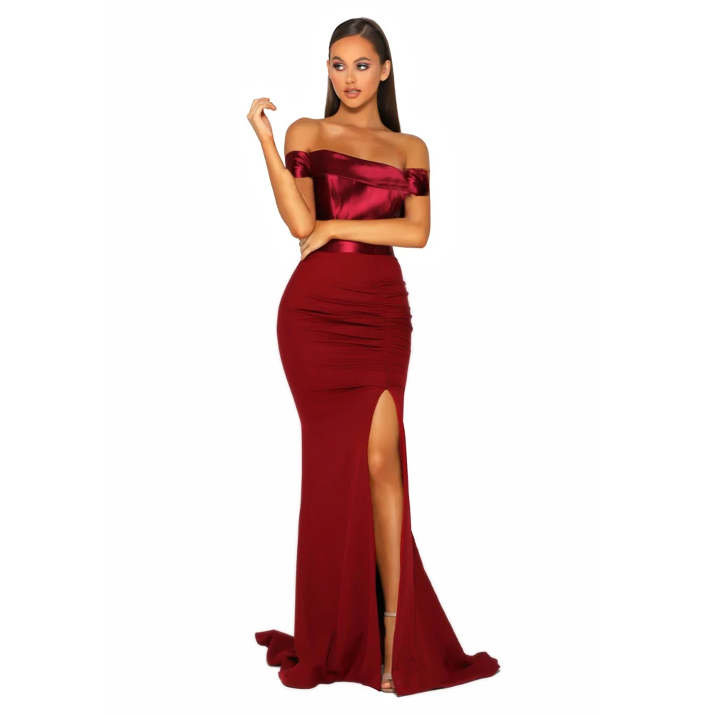 Off The Shoulder Maxi Dress Slash Neck Split Leg Stretch Pleated Satin Patchwork Floor Length Dress Night Mermaid Dress
Off The Shoulder Maxi Dress Slash Neck Split Leg Stretch Pleated Satin Patchwork Floor Length Dress Night Mermaid Dress