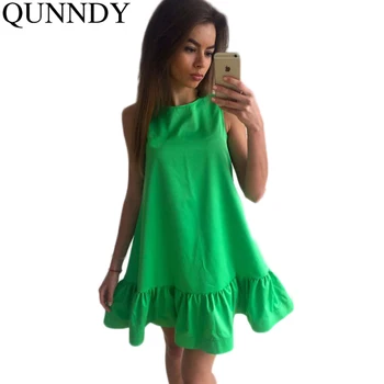 qunndy Sleeveless Casual Bodycon Dresses Mini Beach Dress