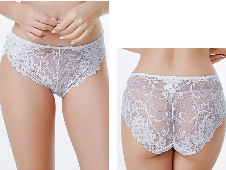 Jerrinut Full Lace Panty For Women Plus Size XL XXL XXXL XXXXL Briefs Underwear Lingerie Intiamtes Transparent Mid Waist Panties5 (2)