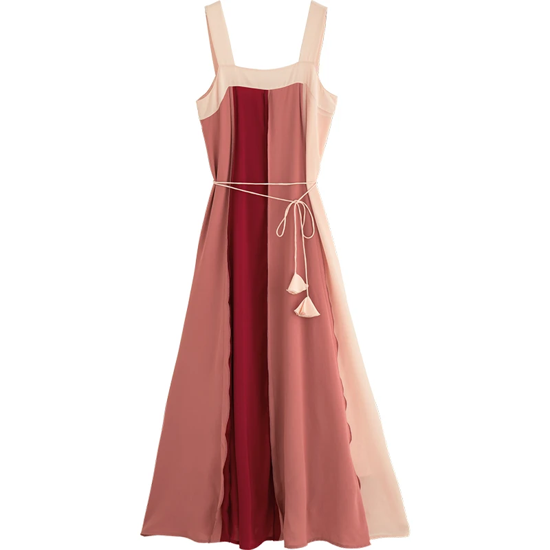 PERHAPS U red pink patchwork strap sleeveless sash maxi long dress loose summer D0568
PERHAPS U red pink patchwork strap sleeveless sash maxi long dress loose summer D0568