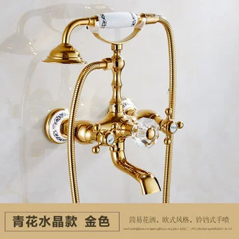 Luxury antique wall-mounted telephone handle bathroom crystal hardware bathtub faucet European style brass shower set
Luxury antique wall-mounted telephone handle bathroom crystal hardware bathtub faucet European style brass shower set