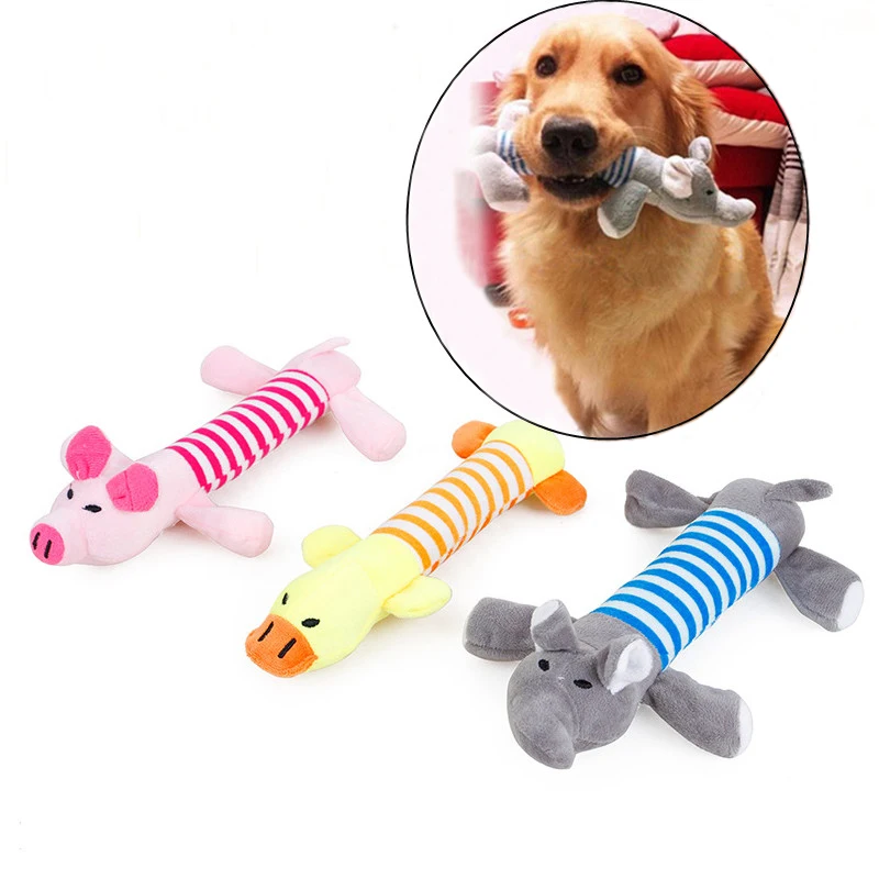 

Cute Pet Dog Cat Plush Squeak Sound Dog Toys Funny Fleece Durability Chew Molar Toy Fit for All Pets Elephant Duck Pig